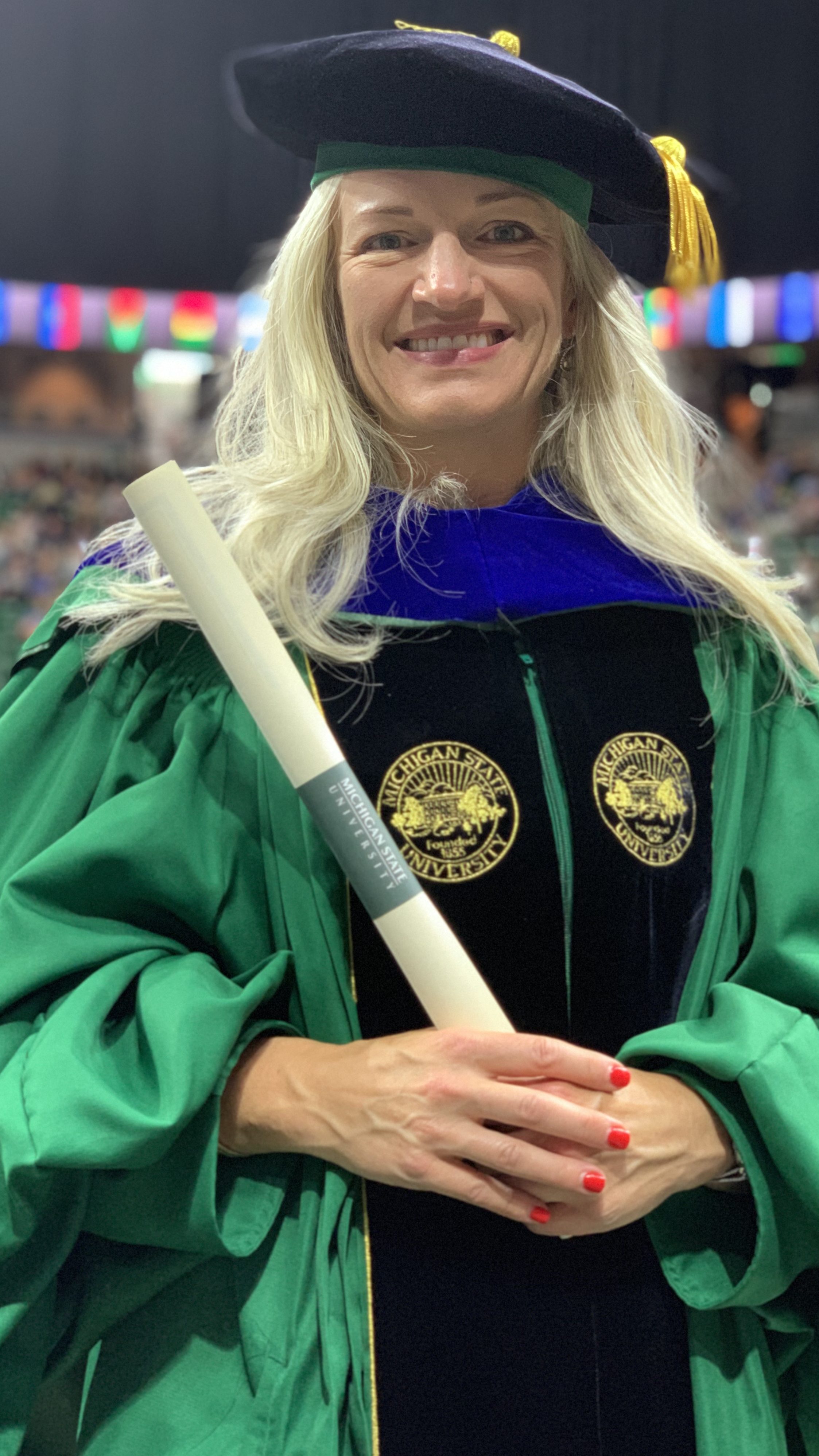 Heather receiving her PhD from Michigan State University. 2019